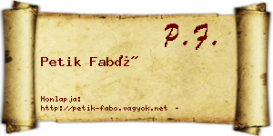 Petik Fabó névjegykártya